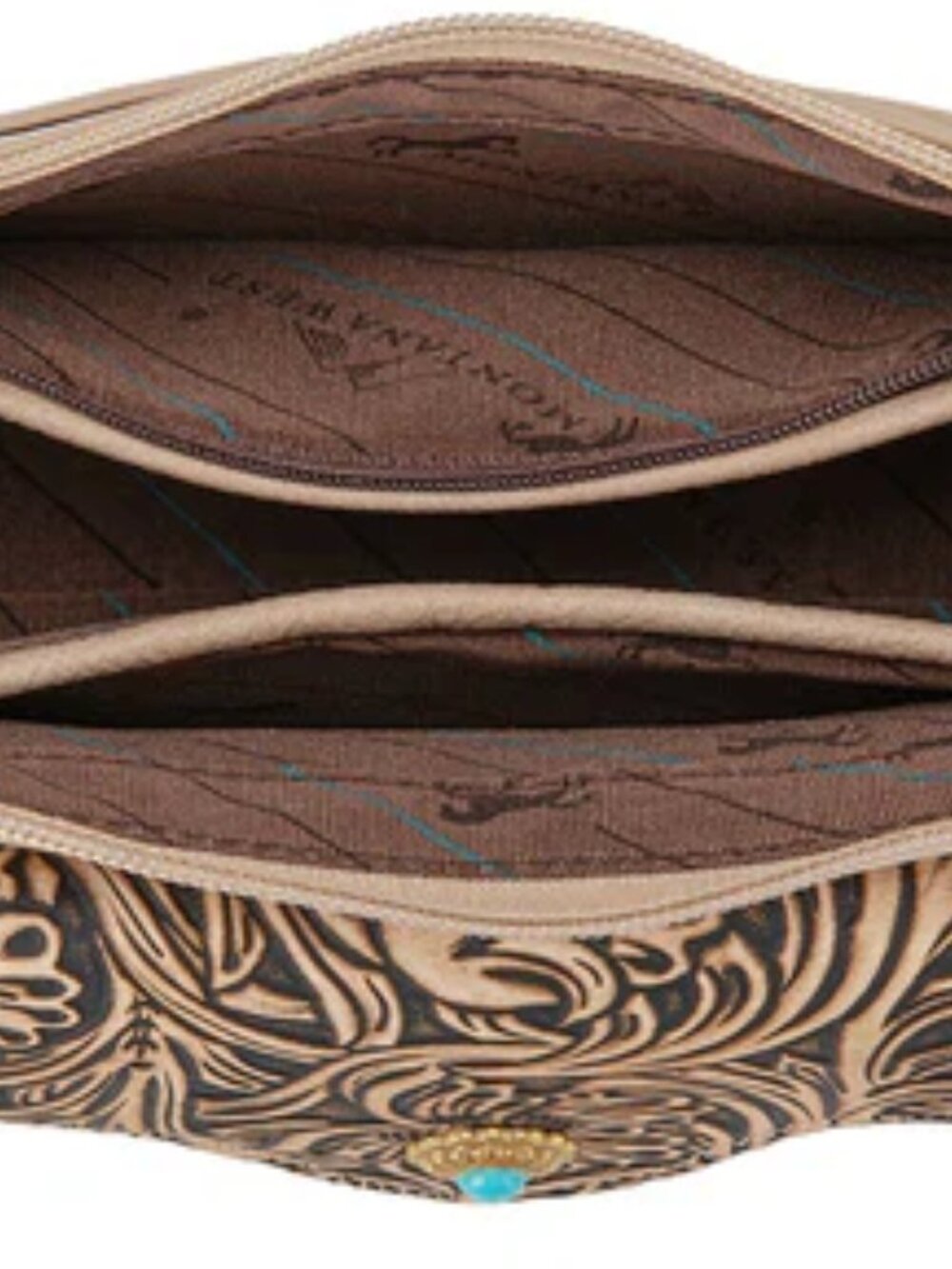 Montana West Tooled Floral Chain Strap Crossbody Shoulder Tan NWT - Picture 4 of 7